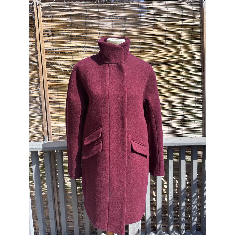 J.Crew Cocoon Coat Italian Stadium Cloth Nello Gori Wool Burgundy Size M
